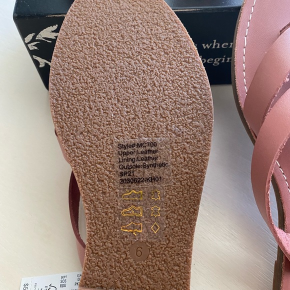 Madewell Rose Leather Boardwalk Crisscross Thong Sandals Size 6 - Picture 9 of 9